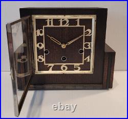 Antique c1930's Square Art Deco German Westminster Chiming Clock with Silence