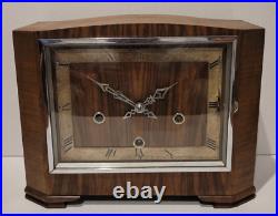 Antique c1930s English Enfield Oak Westminster Chiming Mantel Clock with Silence