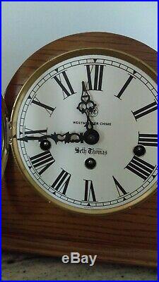 Antique clock shelf mantel Woodbury 8 day Seth Thomas Westminster Chime Germany