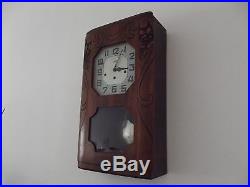 Antique french alarm clock chime Westminster wooden wall IROD rings france melod