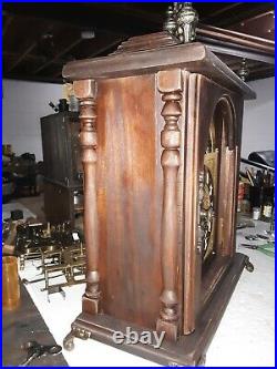 Antique mantle Clock 1940s with moon phase german movement chimes and dongs