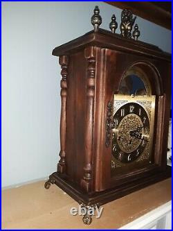 Antique mantle Clock 1940s with moon phase german movement chimes and dongs