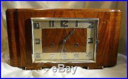 Art Deco Chiming Mantel Clock Westminster AND Whittington -Walnut Chrome HAC HAU