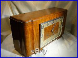 Art Deco Chiming Mantel Clock Westminster AND Whittington -Walnut Chrome HAC HAU