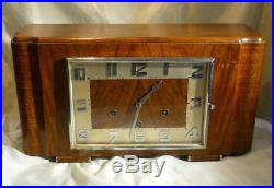 Art Deco Chiming Mantel Clock Westminster AND Whittington -Walnut Chrome HAC HAU