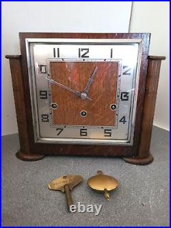 Art Deco Cubist Made In England Chiming Clock Working Read Description