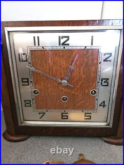 Art Deco Cubist Made In England Chiming Clock Working Read Description