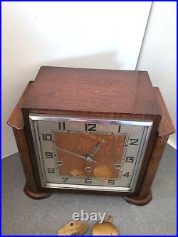 Art Deco Cubist Made In England Chiming Clock Working Read Description