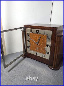 Art Deco Cubist Made In England Chiming Clock Working Read Description