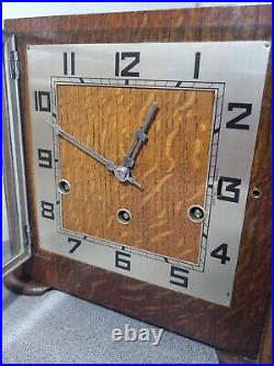 Art Deco Cubist Made In England Chiming Clock Working Read Description