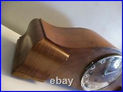 Art Deco Franz Hermle Westminster Chimes Mantle Shelf Clock Burl Walnut 22 READ