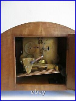 Art Deco Franz Hermle Westminster Chimes Mantle Shelf Clock Burl Walnut 22 READ