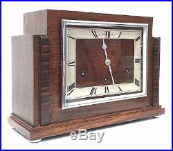 Art Deco Garrard Oak & Zebrano Wood Westminster Chiming Clock