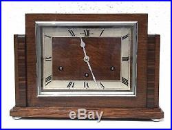 Art Deco Garrard Oak & Zebrano Wood Westminster Chiming Clock