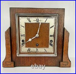 Art Deco Garrard pollard oak westminster chiming mantle clock