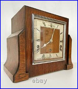 Art Deco Garrard pollard oak westminster chiming mantle clock