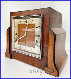 Art Deco Garrard pollard oak westminster chiming mantle clock