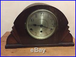 Art Deco German Oak Case Westminster Whittington Chimes Mantle Clock GWO 19L