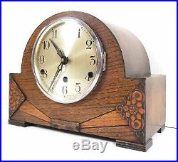 Art Deco German Oak Westminster Chiming Mantle Clock