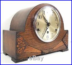 Art Deco German Oak Westminster Chiming Mantle Clock