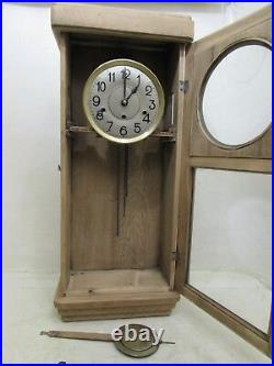 Art Deco German Solid Oak Cased Westminster Chime Wall Clock For Project