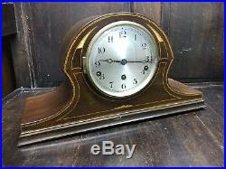 Art Deco Inlaid Mahogany Napoleon Hat Clock. Westminster Chime. Strike / Silent