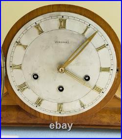 Art Deco Junghans Westminster Chime Tambour Mantel Clock Serviced with Key