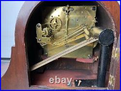 Art Deco Mahogany Napoleon Quarter Chime Mantel Clock Westminster Key Pendulum