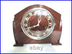 Art Deco Mahogany Triple Chime Mantel Clock