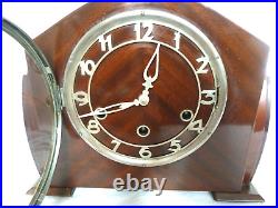 Art Deco Mahogany Triple Chime Mantel Clock