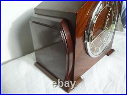 Art Deco Mahogany Triple Chime Mantel Clock