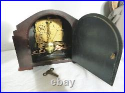 Art Deco Mahogany Triple Chime Mantel Clock