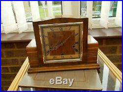 Art Deco Smiths Of Enfield Walnut Clock With Westminster Chime