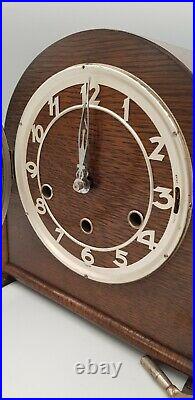 Art Deco Westminster Chime Oak Mantle Clock