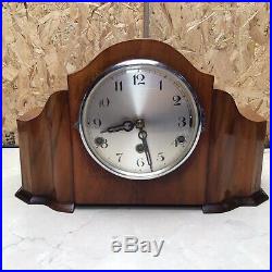 Art Deco Westminster Chime Walnut Mantle Clock