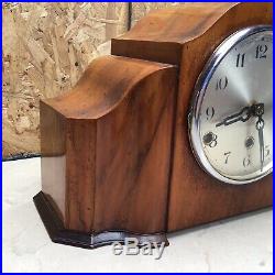 Art Deco Westminster Chime Walnut Mantle Clock