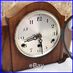 Art Deco Westminster Chime Walnut Mantle Clock