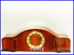 Art Deco Westminster Chiming Mantel Clock Junghans Black Forest Germany