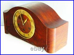 Art Deco Westminster Chiming Mantel Clock Junghans Cohor Black Forest Germany