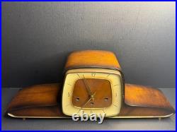 BADUF German Westminster Chime Mantel Clock 1950s Mid Century Walnut Working BADUF German Westminster Chime Mantel Clock 1950s Mid Century Walnut Working