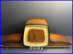 BADUF German Westminster Chime Mantel Clock 1950s Mid Century Walnut Working BADUF German Westminster Chime Mantel Clock 1950s Mid Century Walnut Working