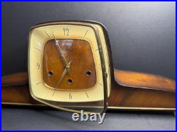 BADUF German Westminster Chime Mantel Clock 1950s Mid Century Walnut Working