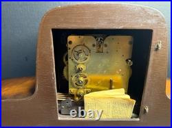 BADUF German Westminster Chime Mantel Clock 1950s Mid Century Walnut Working