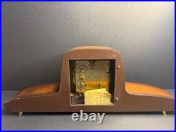 BADUF German Westminster Chime Mantel Clock 1950s Mid Century Walnut Working
