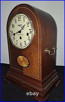 BALDWIN 8 Day Westminster Chime Mantel Clock With Beautiful Wood Inlays