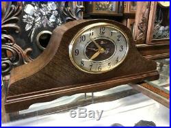 BEAUTIFUL VTG 1940's TELECHRON REVERE WESTMINSTER CHIME WOOD DECO MANTLE CLOCK