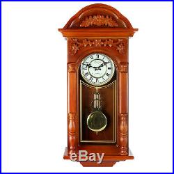 BEDFORD 27.5 PADAUK OAK FINISH GRANDFATHER WALL CLOCK with 4 CHIMES PENDULUM