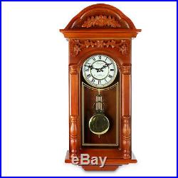 BEDFORD 27.5 PADAUK OAK FINISH GRANDFATHER WALL CLOCK with 4 CHIMES PENDULUM