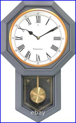 BESTIME 66236C Plastic Pendulum Clock. Sturdy Gray Frame. Westminster Chime Ever