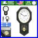 BESTIME Plastic Pendulum Wall Clock, Westminster Chime, Black Frame